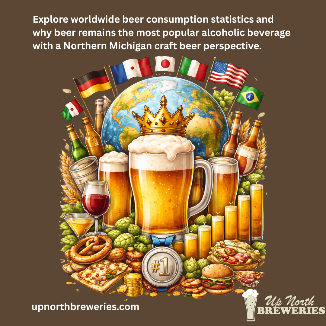 Explore worldwide beer consumption statistics and why beer remains the most popular alcoholic beverage with a Northern Michigan craft beer perspective.