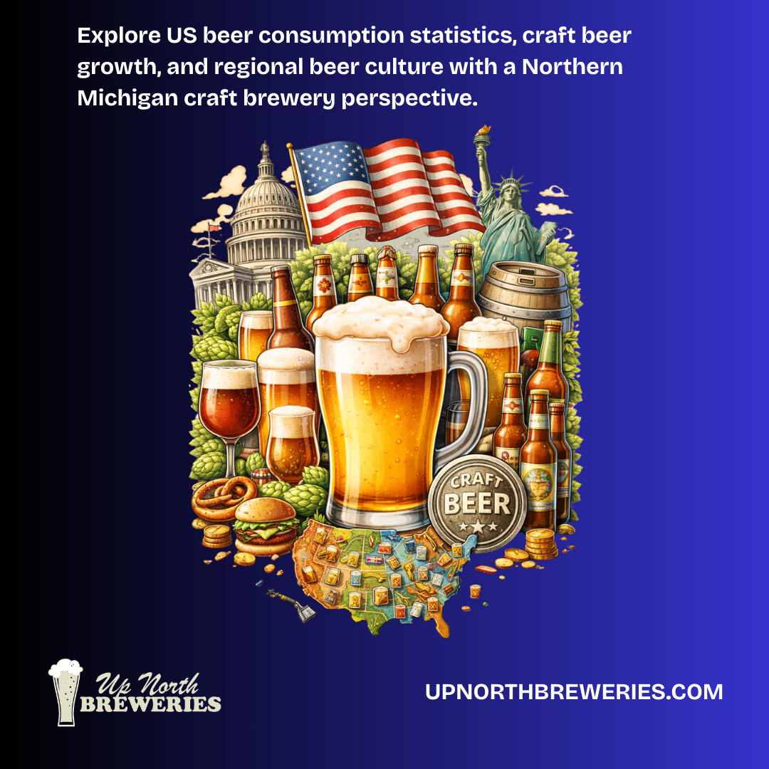 Explore US beer consumption statistics, craft beer growth, and regional beer culture with a Northern Michigan craft brewery perspective.